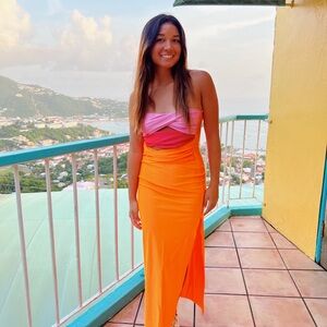 Free People Pink and Orange Maxi Dress